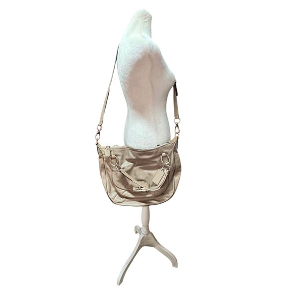 Coach Kristin Beige Taupe Leather Slouchy Hobo Shoulder Bag Silver Hardware - Picture 1 of 13